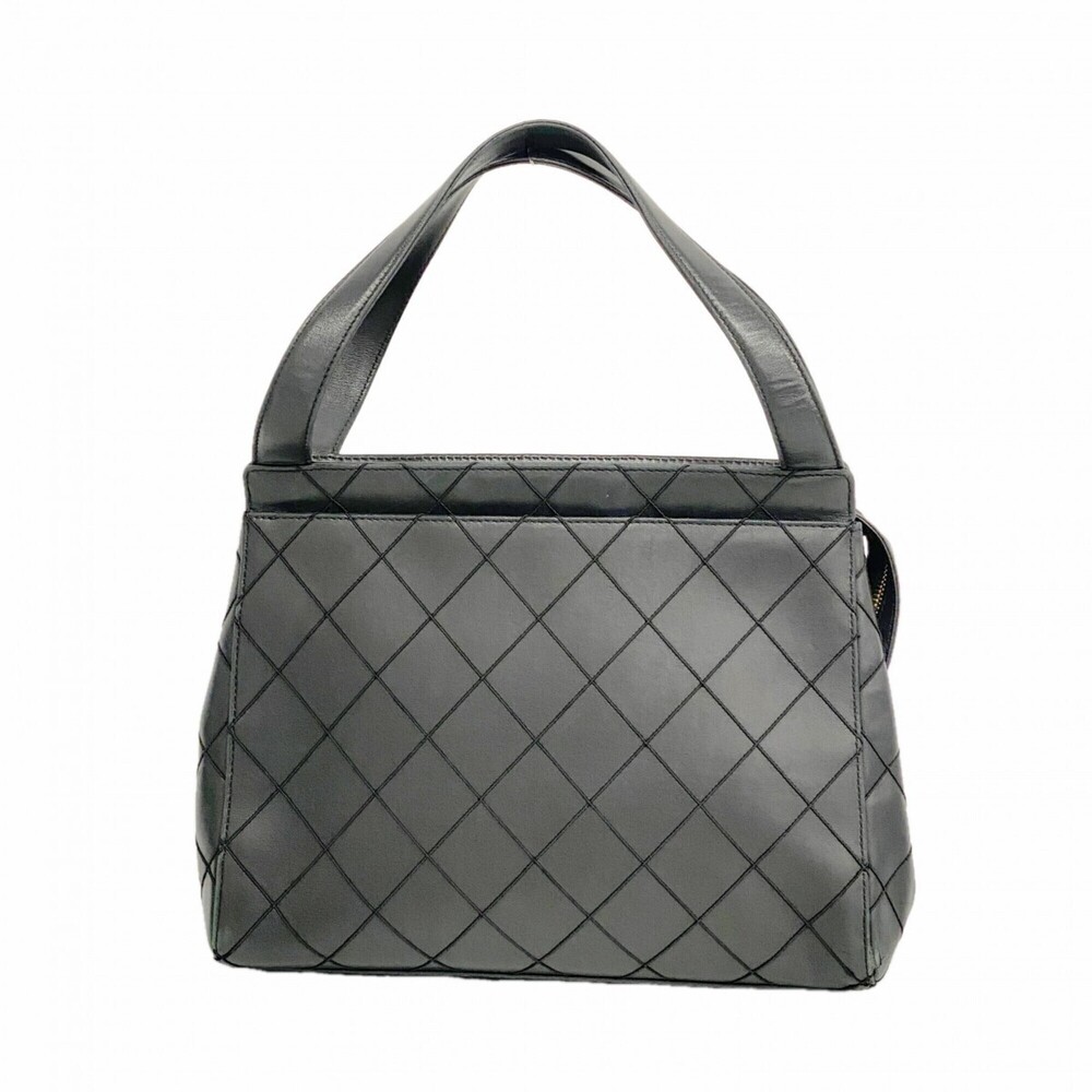 CHANEL Black Lambskin Leather Tote Bag